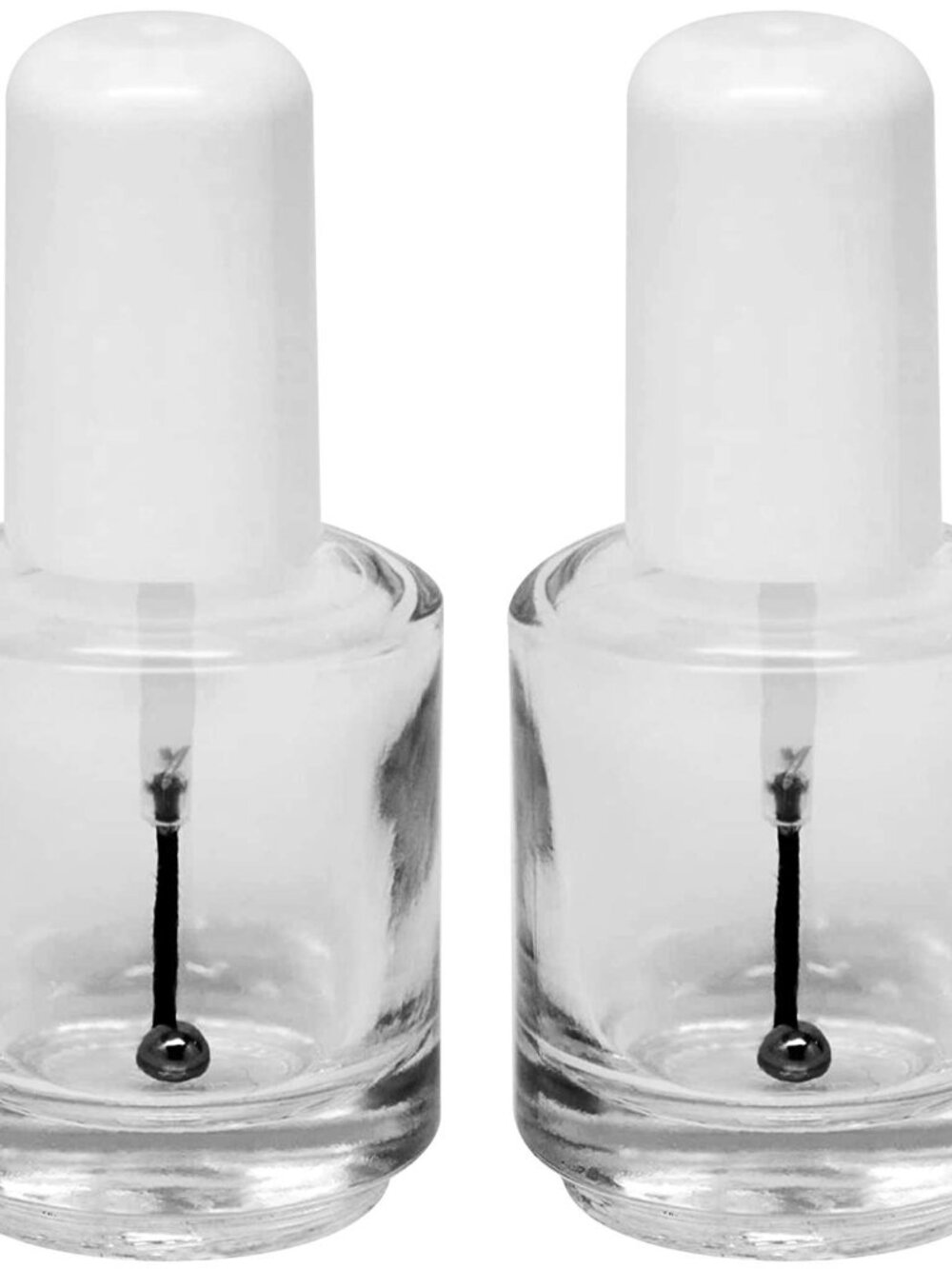 Premium Empty Nail Polish Bottle Clear with Brush, Mixing Ball and White Cap 0.5